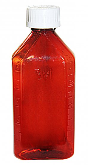 16 oz AMBER Oval Bottles with CR Caps with Child Resistant Closure Caps Included [QTY. 25] - Click Image to Close