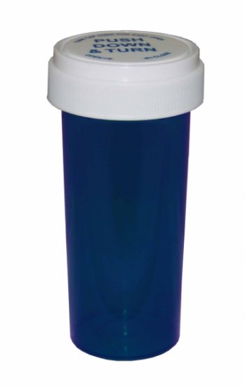 Pharmacy Vials 60 Dram BLUE Vials with Reversible Caps [QTY.115] - Click Image to Close