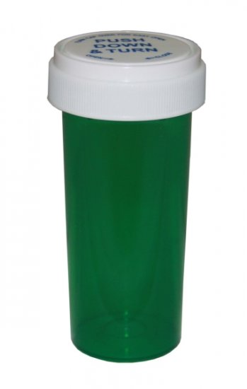Pharmacy Vials 20 Dram GREEN Vials with Reversible Caps [QTY. 270] - Click Image to Close
