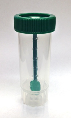 Centrifuge Tubes Flat Bottom with Spoon, 30mL, Sterile, Green Plug Cap, PP (QTY. 340 per Case) - Click Image to Close