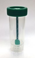 Centrifuge Tubes Flat Bottom with Spoon, 30mL, Sterile, Green Plug Cap, PP (QTY. 340 per Case)